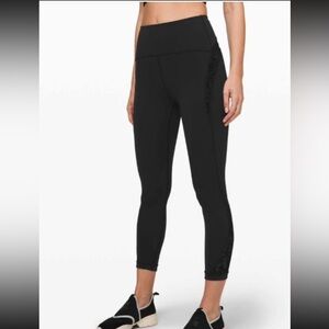 LULULEMON Wunder Under Cropped High-Rise Flocked Everlux Leggings - Size 8